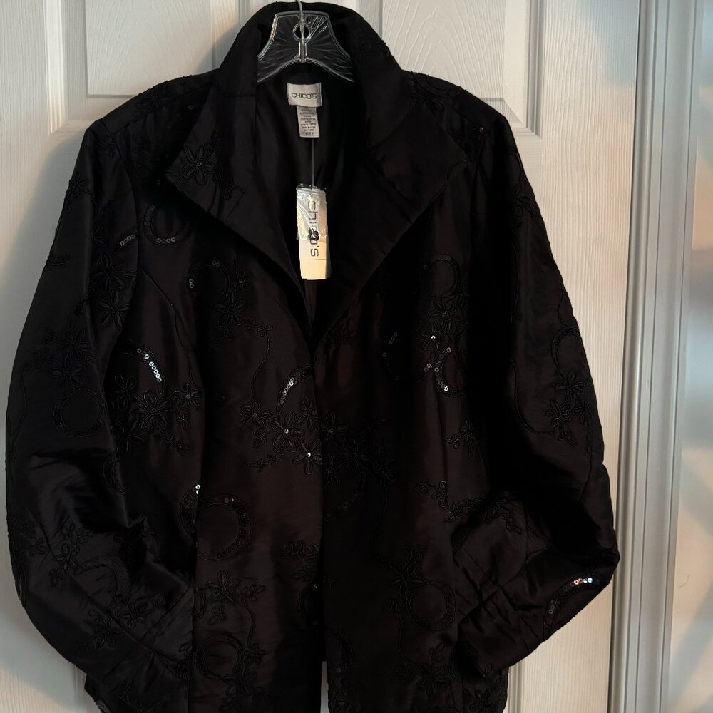 Chico's Black Quilt Jacket with Sequins, size 16 - versatile (dressy & casual)